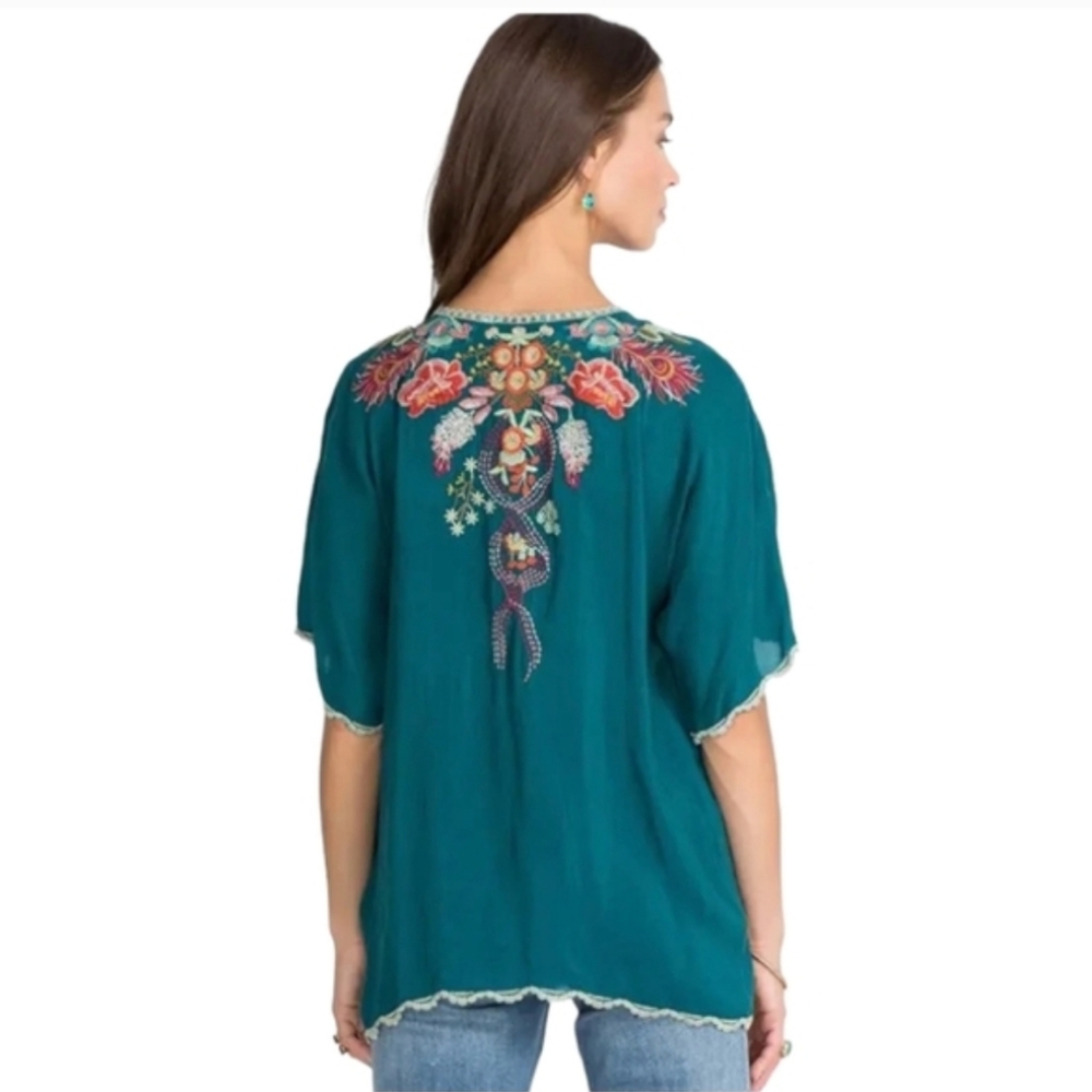 Johnny Was Bellefleur Embroidered Blouse Green Size Small - Picture 3 of 9